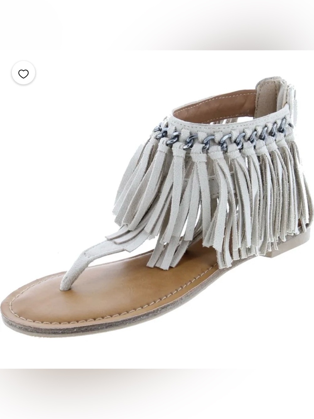 Not Rated Cream Fringe Suede Women's Sandals